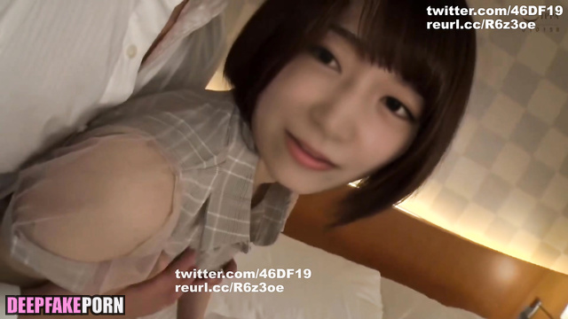 Passionate kissing Kitano Hinako before blowjob (有名人のポルノ 北野日奈子) [PREMIUM]