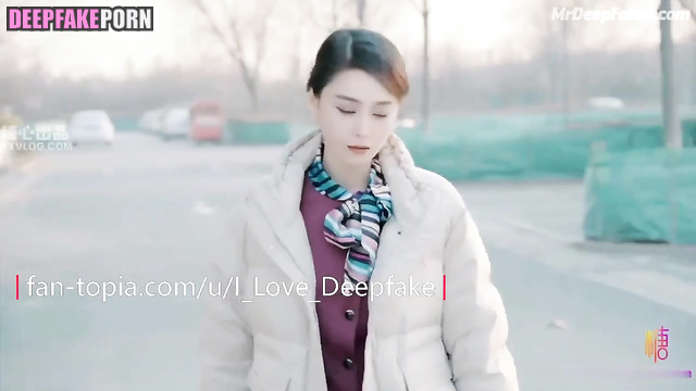 Hot, fake stewardess Fan Bingbing made blowjob before flight / 范冰冰 深度伪造