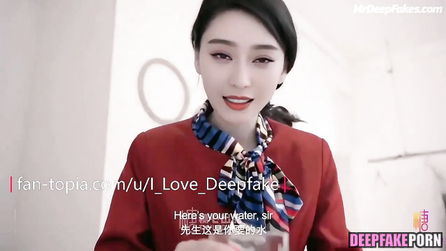 Hot, fake stewardess Fan Bingbing made blowjob before flight / 范冰冰 深度伪造
