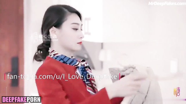 Hot, fake stewardess Fan Bingbing made blowjob before flight / 范冰冰 深度伪造