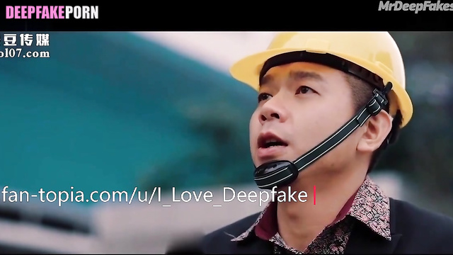 Hot milf Gao Ye sucked dick to builder, fake // 高叶 家庭性爱录像带