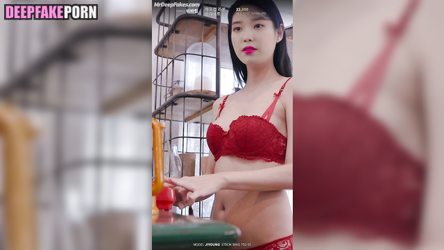 Sweet babe IU in red hot underwear sex scene - 아이유 딥 페이크 비디오