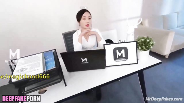 That ORGASM at work was so unexpected for 张天爱 Zhang Tianai AI 人工智能