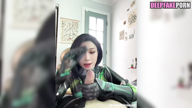 Snowbabyyx sucking cock in too hot fetish suit, fakeapp