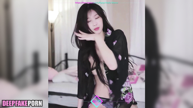 Hot babe Sana from TWICE dancing in sexy robe, ai (トゥワイス 本物の偽物) [PREMIUM]