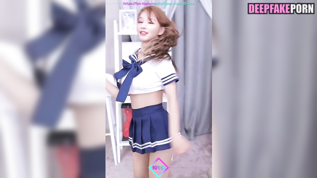 Sexy Sana dancing in schoolgirl suit, real fake (トゥワイス セックスシーン) [PREMIUM]