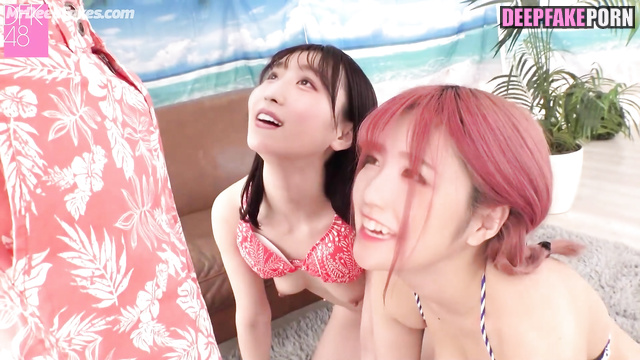 AKB48 Oguri Yui's friend watches how I cum in her pussy おぐり ゆい AI 人工知能
