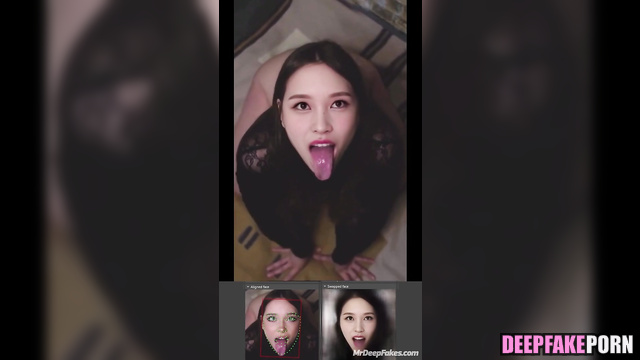 Adult Mina shows her sexy tongue on camera (トゥワイス 本物の偽物)