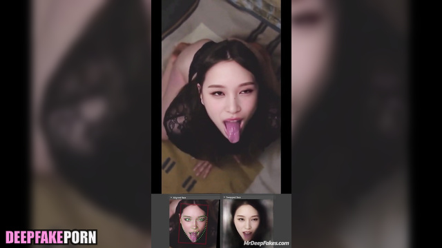 Adult Mina shows her sexy tongue on camera (トゥワイス 本物の偽物)