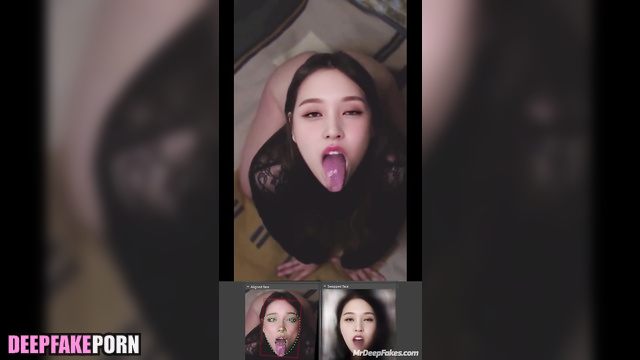 Adult Mina shows her sexy tongue on camera (トゥワイス 本物の偽物)