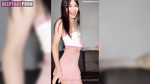 中国人 Chinese celebrity Gemma Chan 陳靜 shows off big cock under her skirt