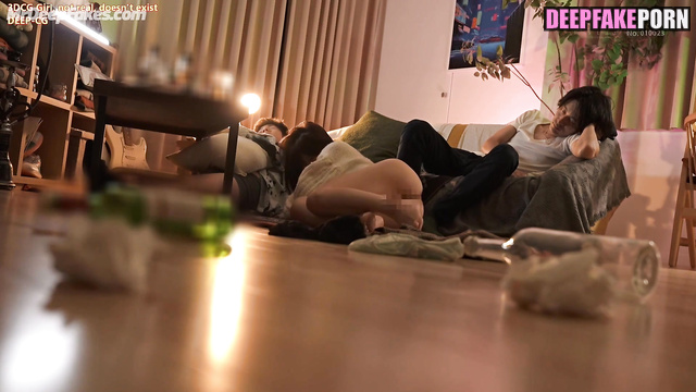 Best friends decided to fuck her - foursome porn with cute IU 아이유 연예인 섹스