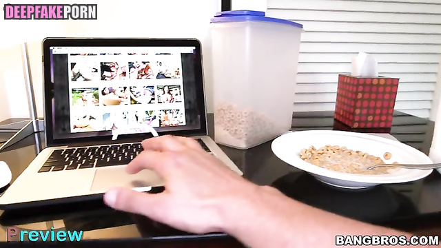 Tiny brunette YooA (유아 오마이걸) sucking big cock after workout - face swap