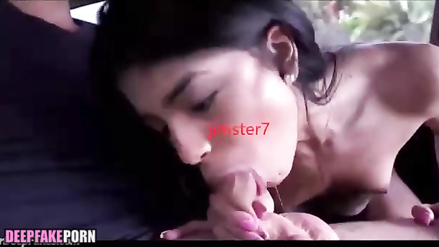 Slutty brunette Valkyrae getting cunni during driving - oral sex scene