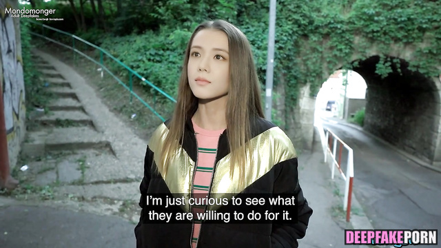 Brunette earns money with a street blowjobs / Jisoo real fake 지수 블랙핑크 [PREMIUM]