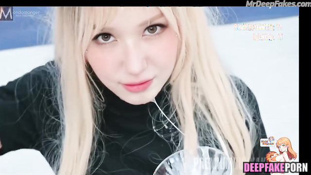 Guys cumed on her long pierced tongue, bukkake porn with Somi 전소미 아이오아이