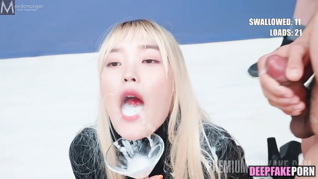 딥페이크 Deepfake IU 아이유 was happy to swallow such big amount of cumshots [PREMIUM]
