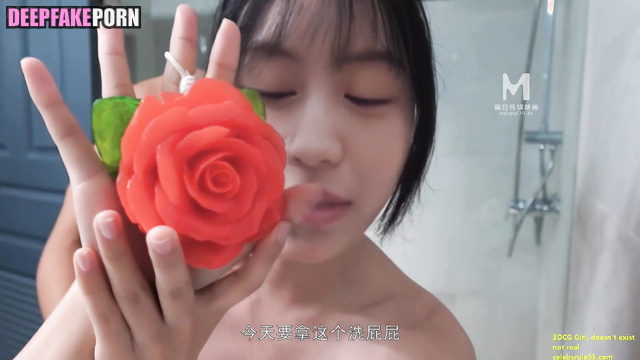 He washed her tits and pussy in the shower, fake Mio Imada (今田 美桜 本物の偽物)