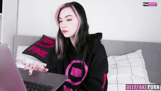 QuarterJade in deepfake erotic / she invited a handsome guy from Twich