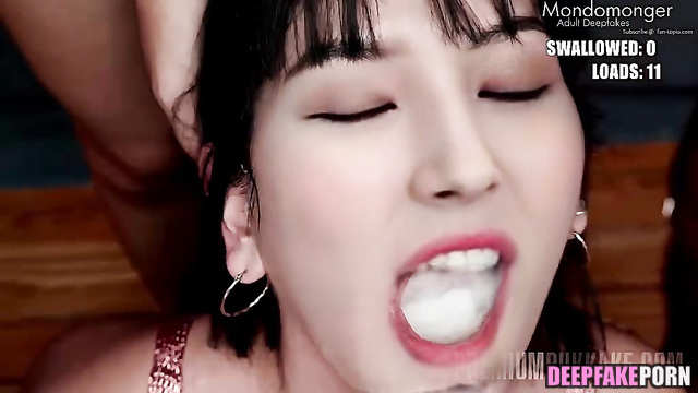 Nancy MOMOLAND got soft bukkake on face and mouth / フェイク モモランド [PREMIUM]